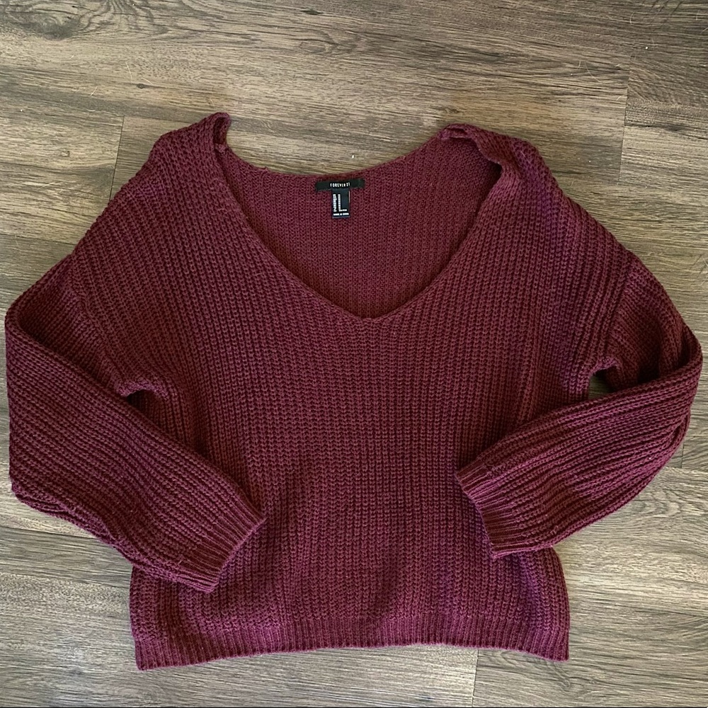 Plum Wide Neck Sweater